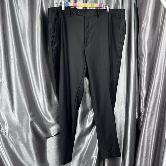 Ralph‎ Lauren 100% Wool Pants 44x30 Straight Classic Career Black Luxury Modern - Picture 3 of 10